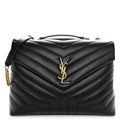 Saint Laurent Calfskin Y Quilted Monogram Medium Loulou Chain Satchel Black 1 of 10