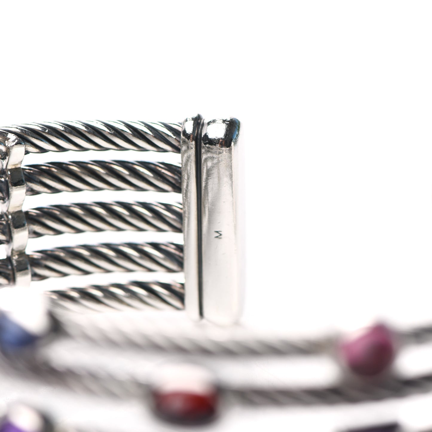 Sterling Silver Garnet Iolite Amethyst Pink Tourmaline Confetti Five Row Bracelet