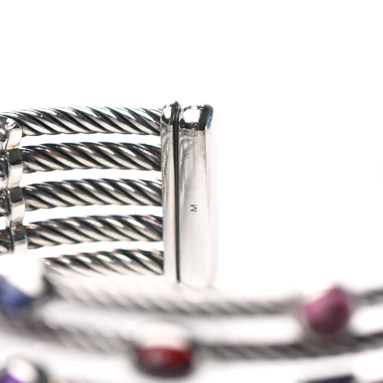 David Yurman Sterling Silver Garnet Iolite Amethyst Pink Tourmaline Confetti Five Row Bracelet 3 of 4