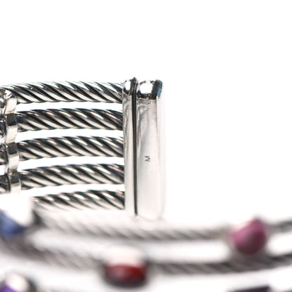 David Yurman Sterling Silver Garnet Iolite Amethyst Pink Tourmaline Confetti Five Row Bracelet 3 of 4