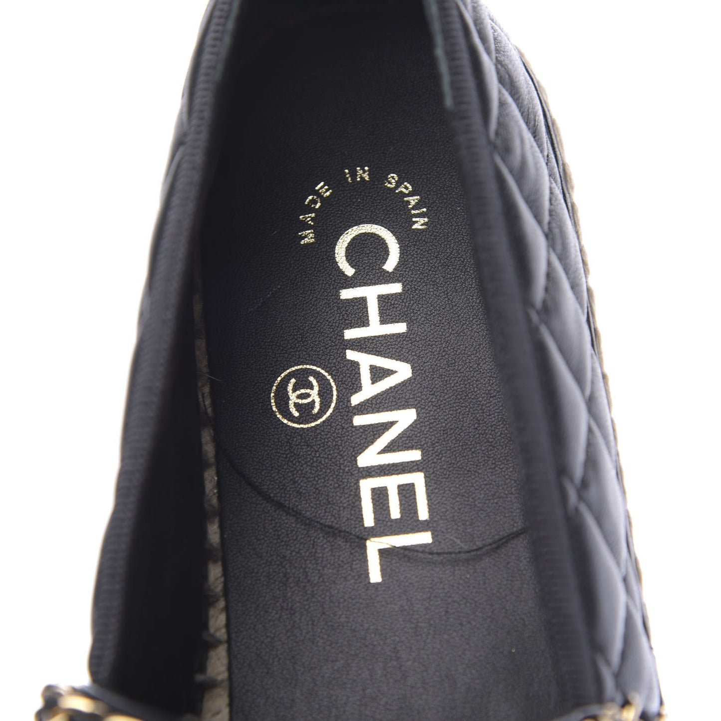 Lambskin Quilted CC Chain Espadrilles 39 Black