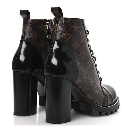 Louis Vuitton Patent Calfskin Monogram Star Trail Ankle Boots 41 Black 5 of 11
