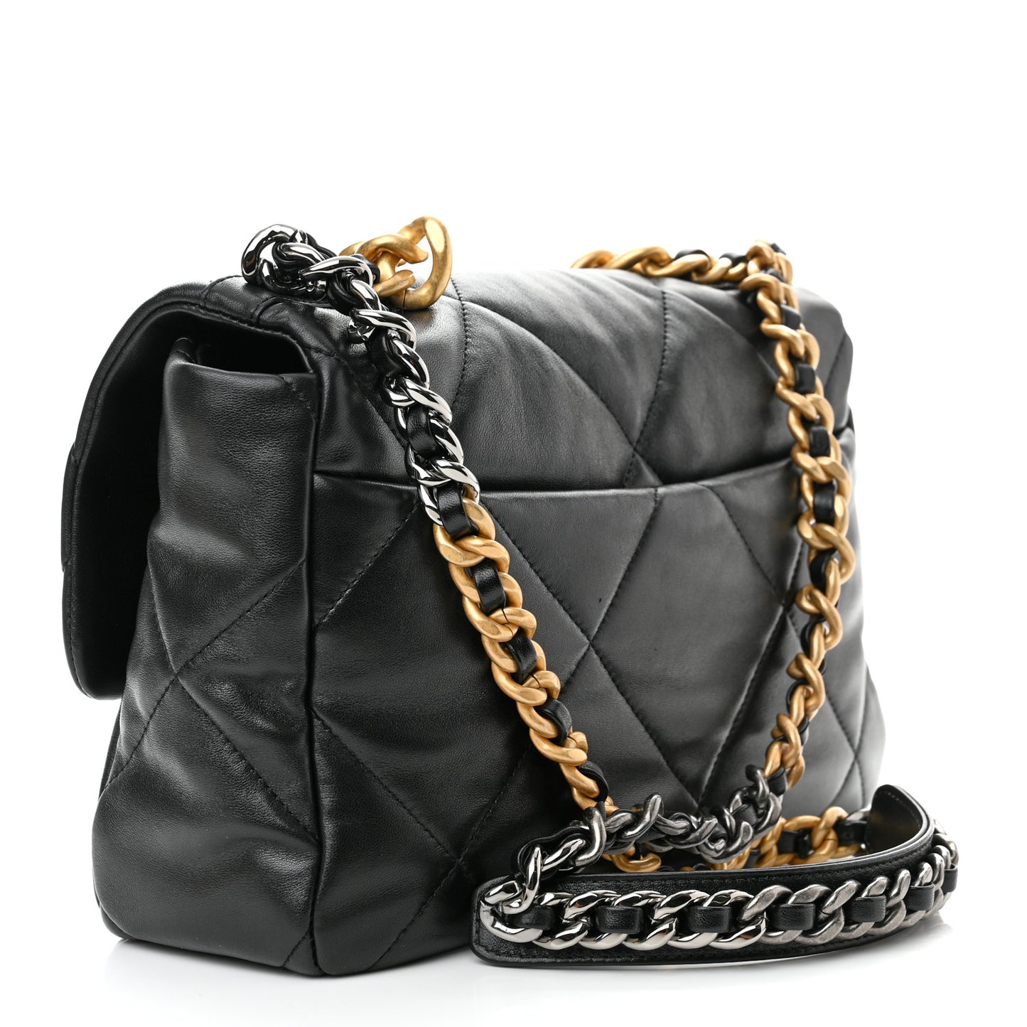 Lambskin Quilted Large Chanel 19 Flap Black