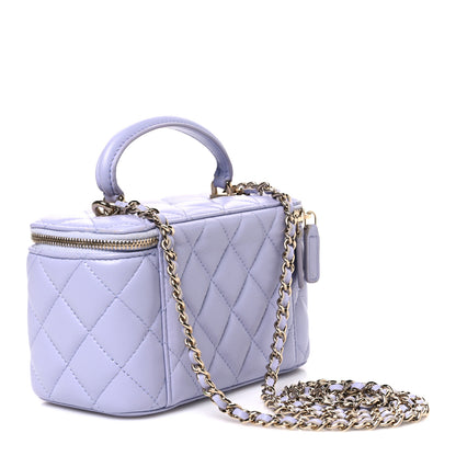 Chanel Lambskin Quilted Small Top Handle Vanity Case With Chain Light Purple 3 of 10