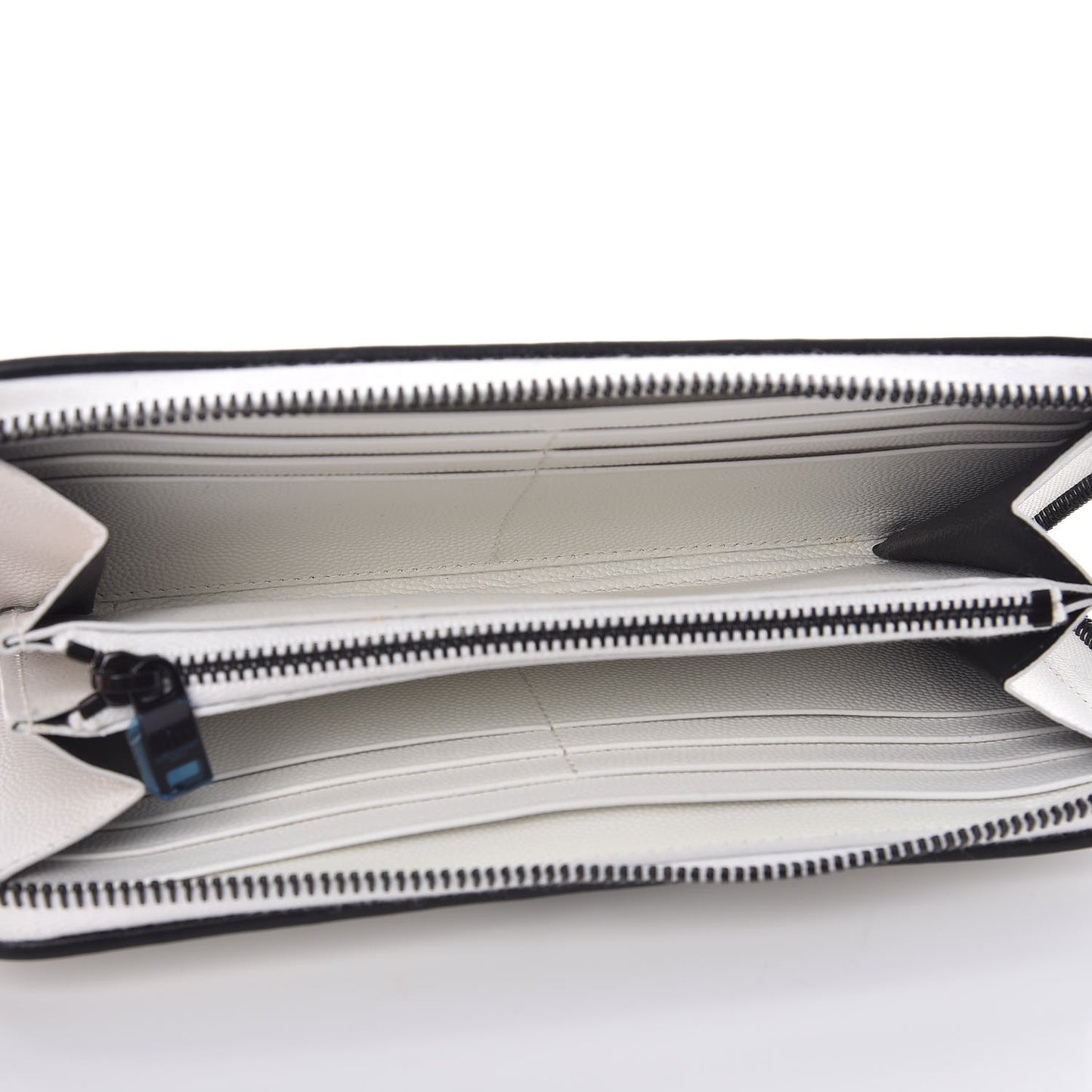 Grain De Poudre Matelasse Chevron Monogram Zip Around Wallet Black Bianco Ottico