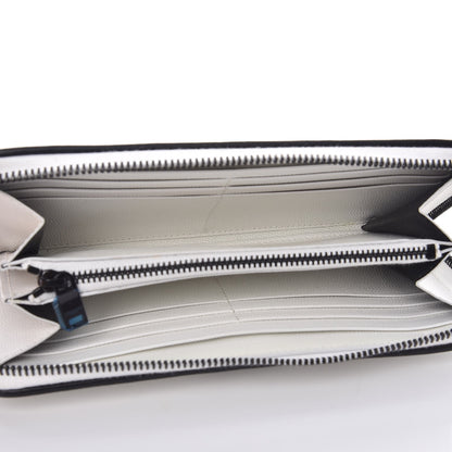 Saint Laurent Grain De Poudre Matelasse Chevron Monogram Zip Around Wallet Black Bianco Ottico 5 of 7