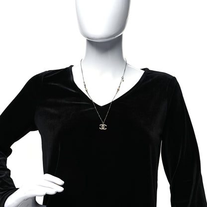 Chanel Ruthenium Crystal Pearl CC Pendant Necklace 2 of 5