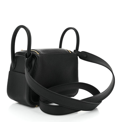 Hermes Taurillon Clemence Mini Lindy 20 Black 3 of 11