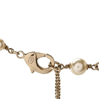 Chanel Pearl Crystal CC Long Necklace Light Gold 4 of 5