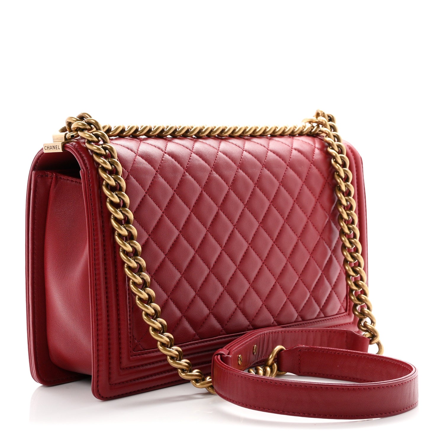 Chanel Lambskin Quilted New Medium Boy Flap Dark Red 2 of 9