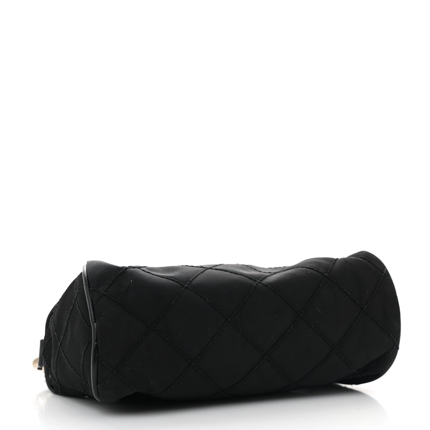 Prada Tessuto Nylon Saffiano Impunturato Quilted Barrel Pochette Black 4 of 14