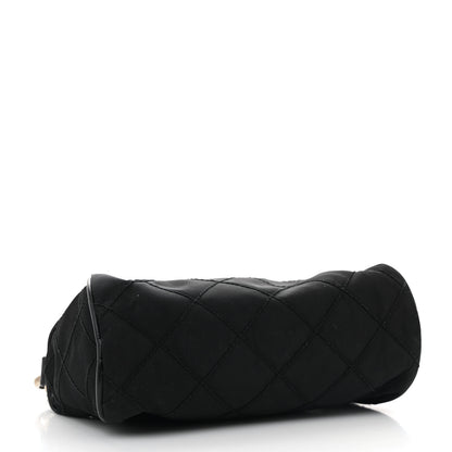 Prada Tessuto Nylon Saffiano Impunturato Quilted Barrel Pochette Black 4 of 14