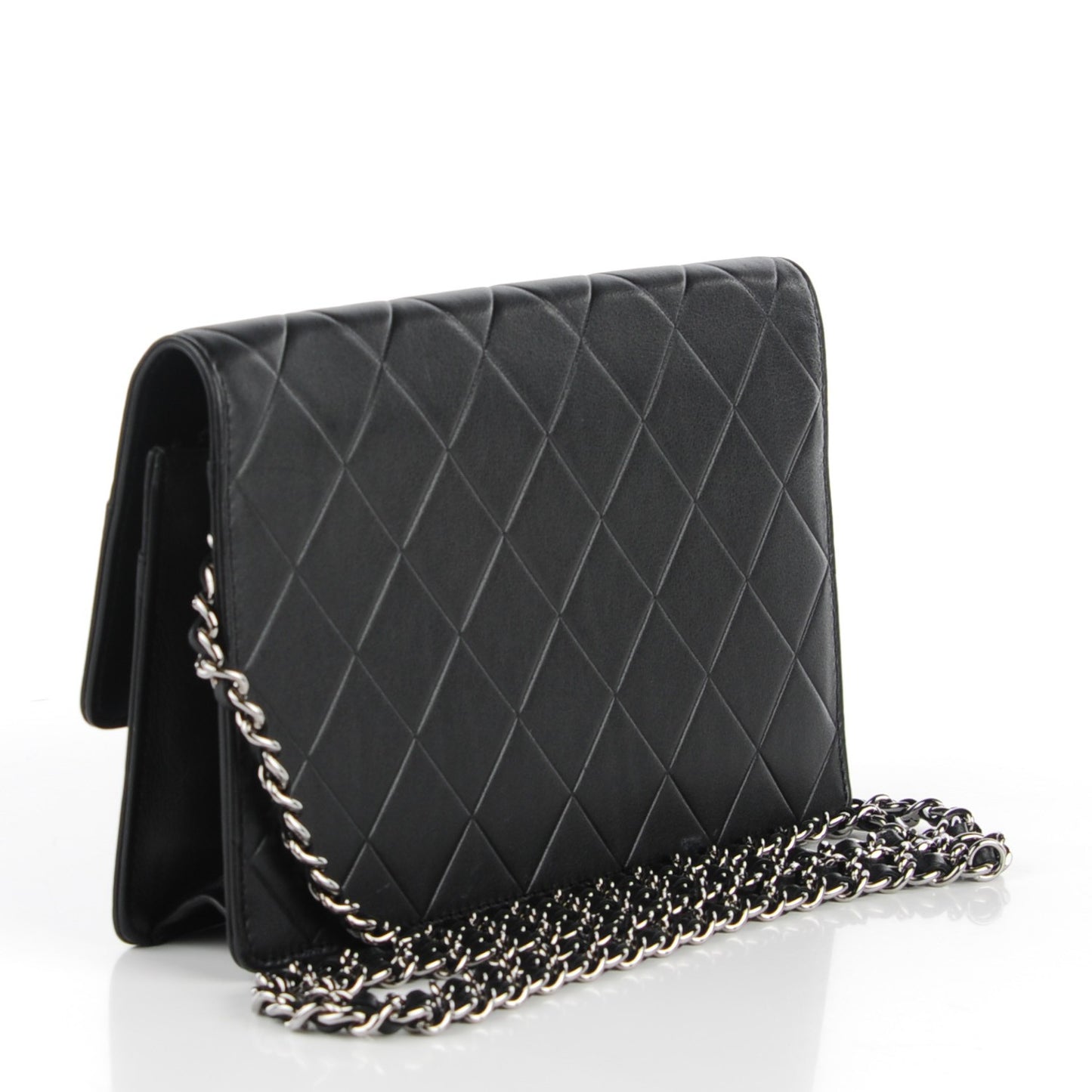 Lambskin Embossed LAX Wallet on Chain WOC Black