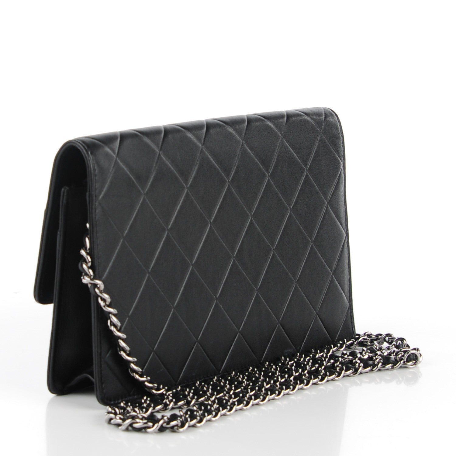 Chanel Lambskin Embossed LAX Wallet on Chain WOC Black 3 of 7