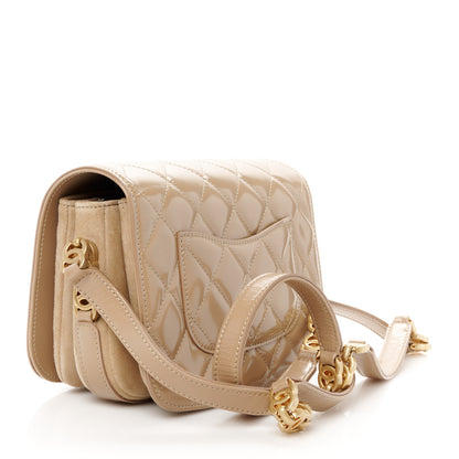 Chanel Shiny Calfskin Quilted Suede Goatskin Mini Messenger Beige 3 of 11
