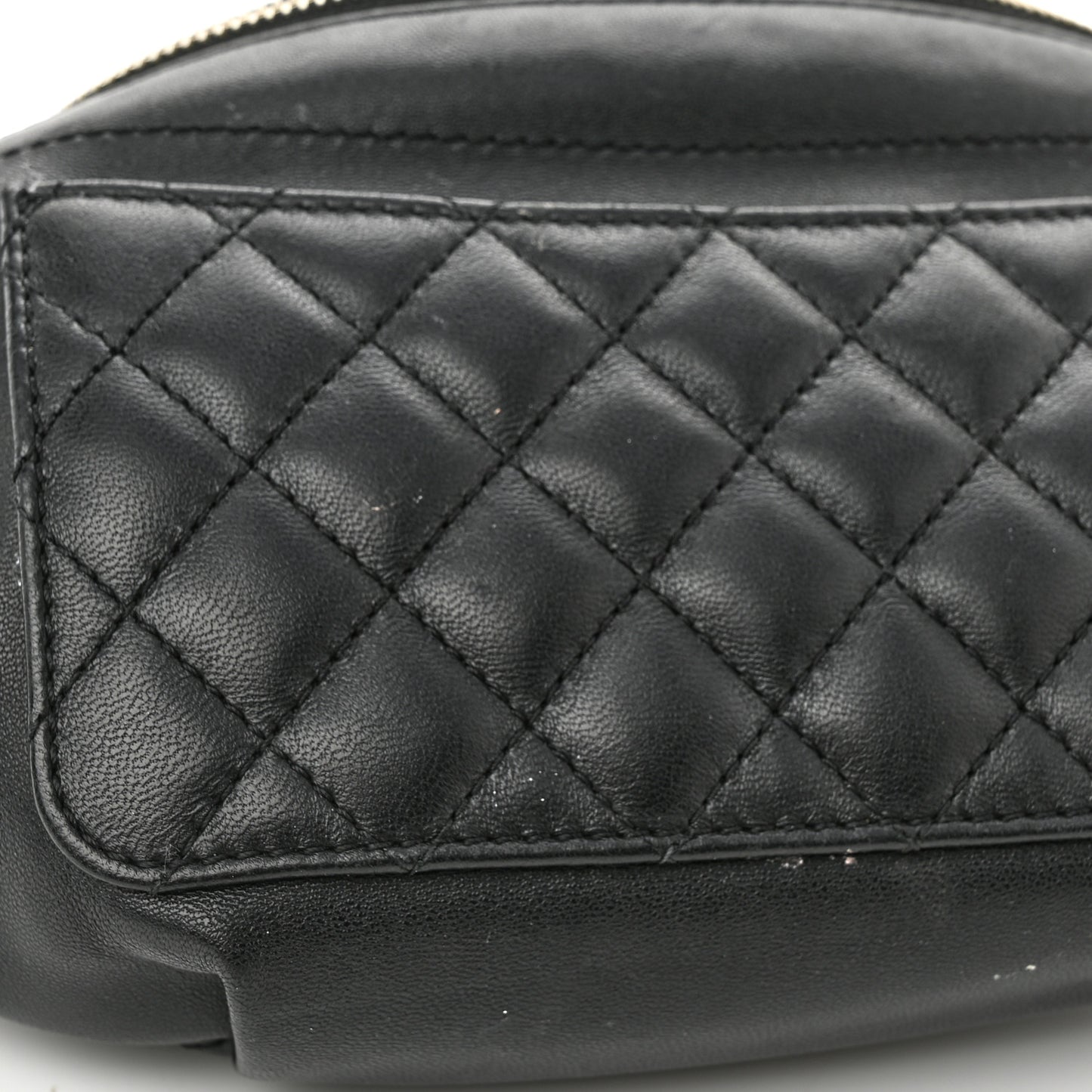 Lambskin Quilted Waist Bag Fanny Pack Black