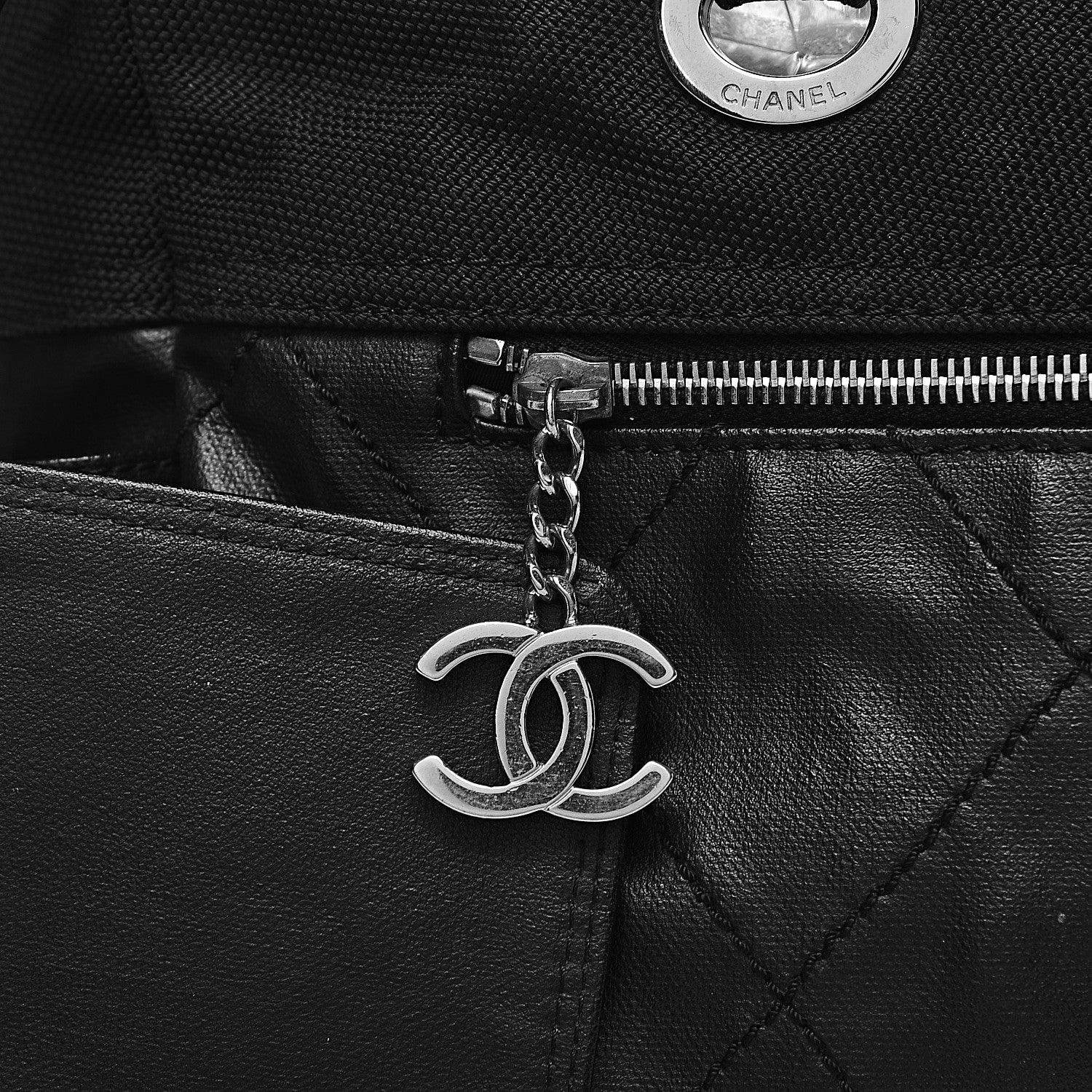 Chanel Coated Canvas Quilted Large Paris Biarritz Tote Black 19 of 19
