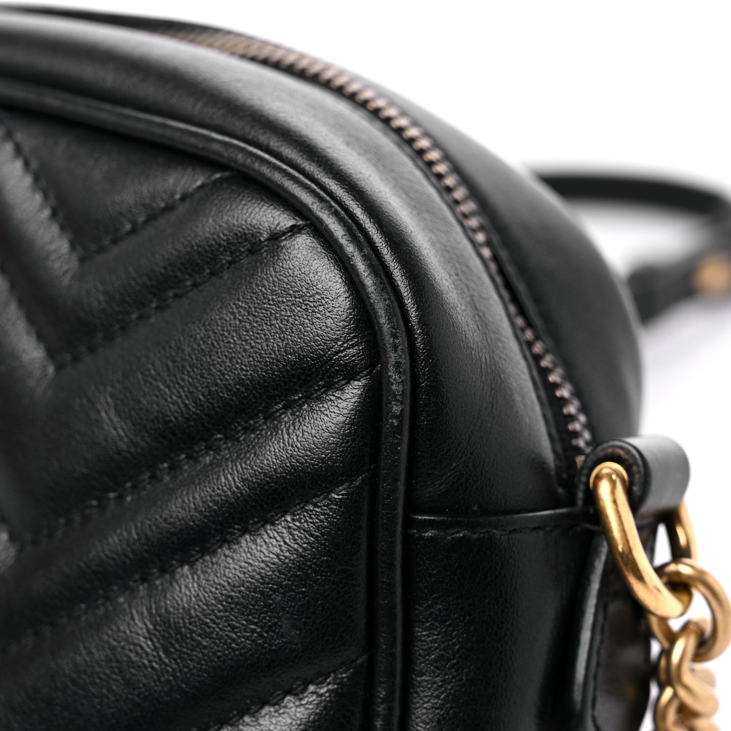 Calfskin Matelasse Small GG Marmont Chain Shoulder Bag Black