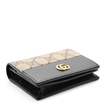 Gucci Dollar Calfskin GG Supreme Monogram GG Marmont Card Case Black Beige Ebony 4 of 7