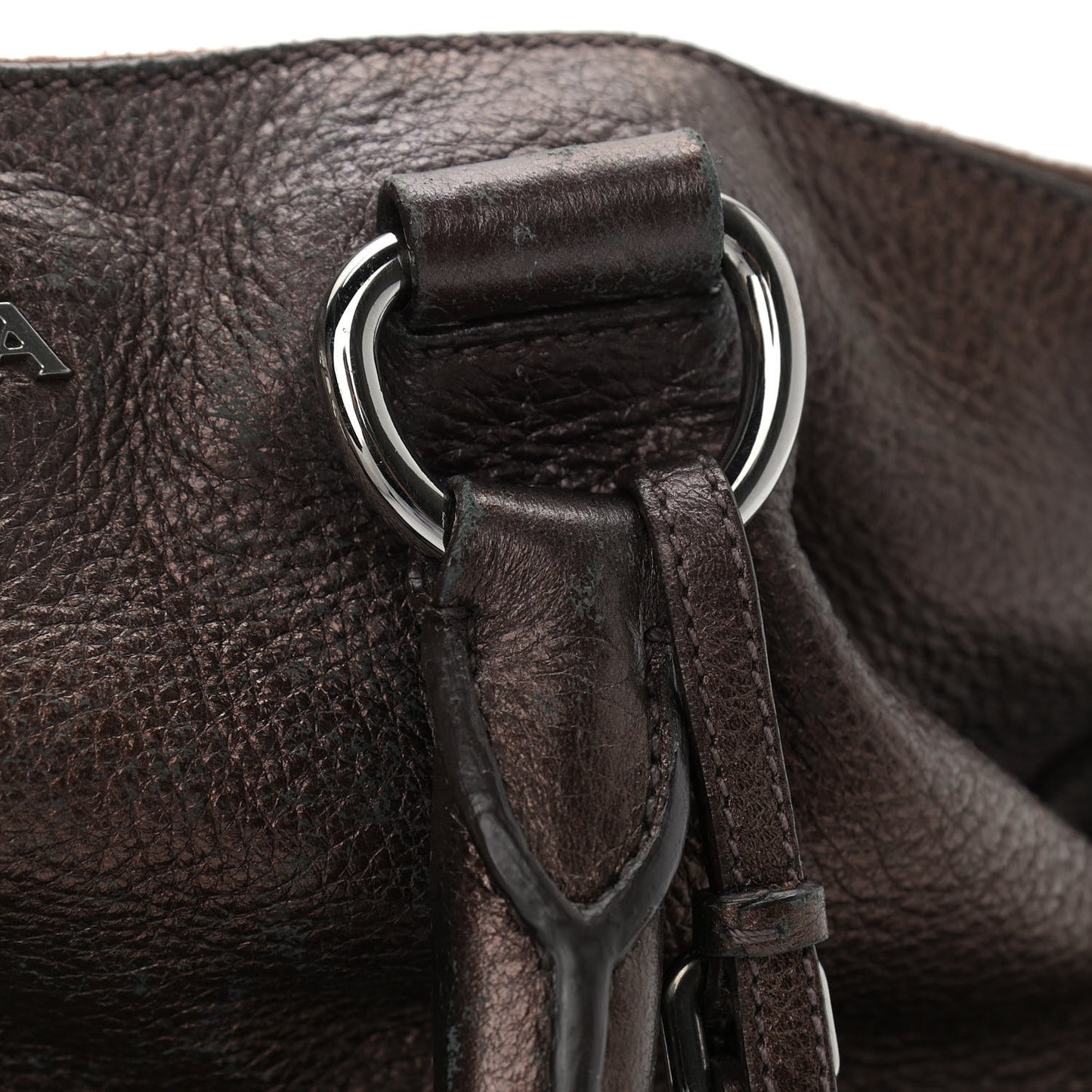 Metallic Vitello Daino Hand Bag Piombo