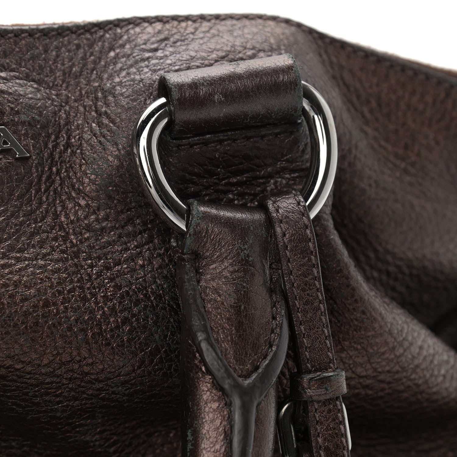 Prada Metallic Vitello Daino Hand Bag Piombo 15 of 22