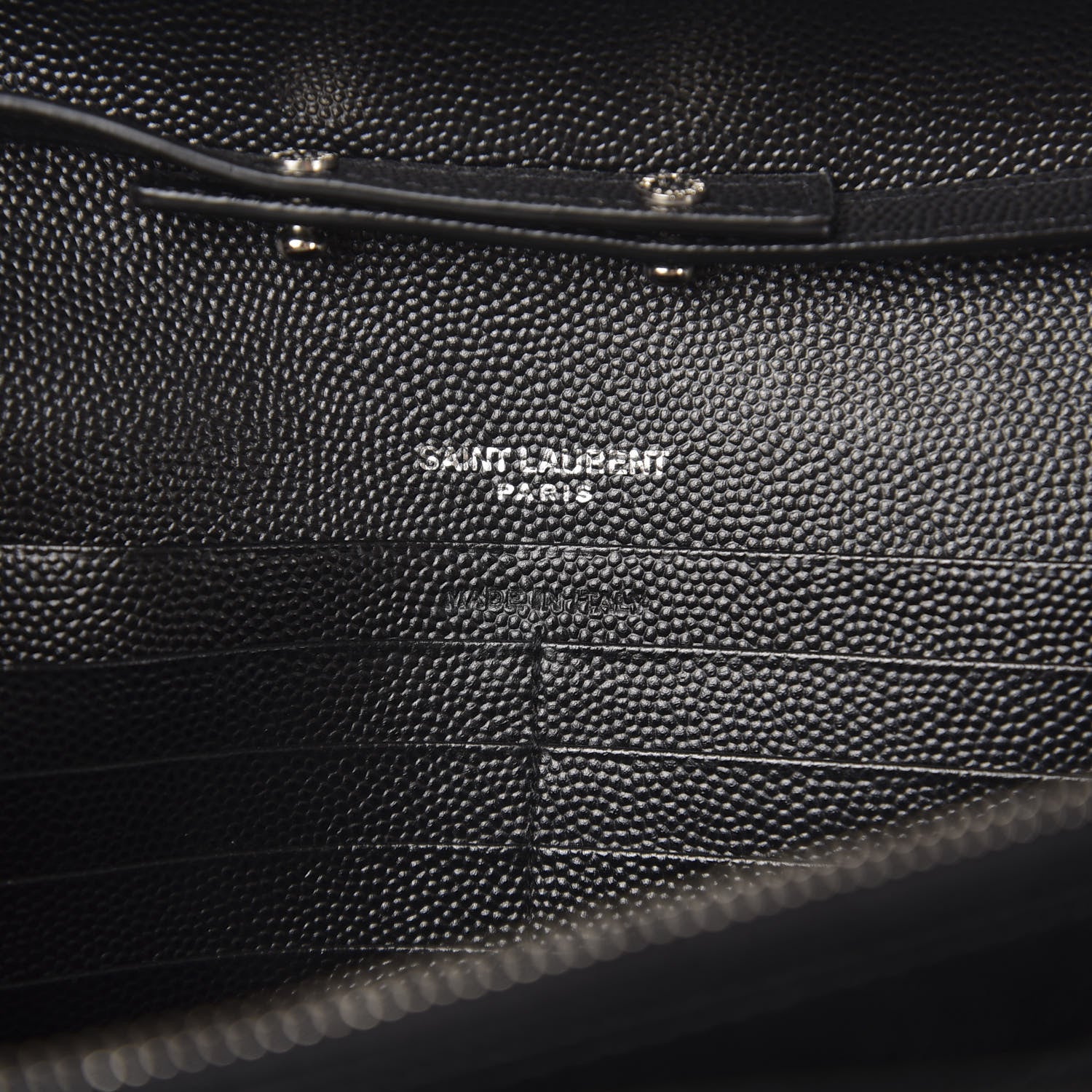 Saint Laurent Grain De Poudre Matelasse Chevron Monogram Chain Wallet Black 6 of 9