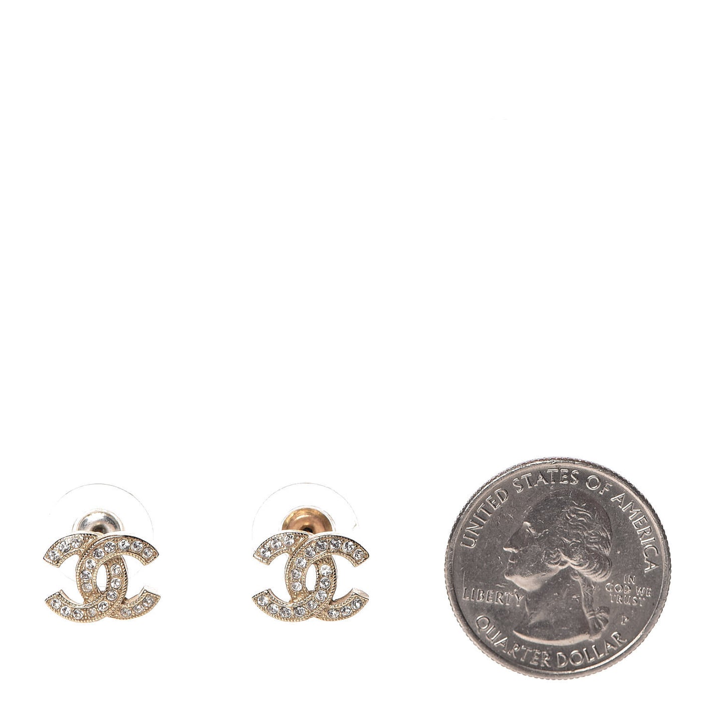 Crystal CC Earrings Light Gold