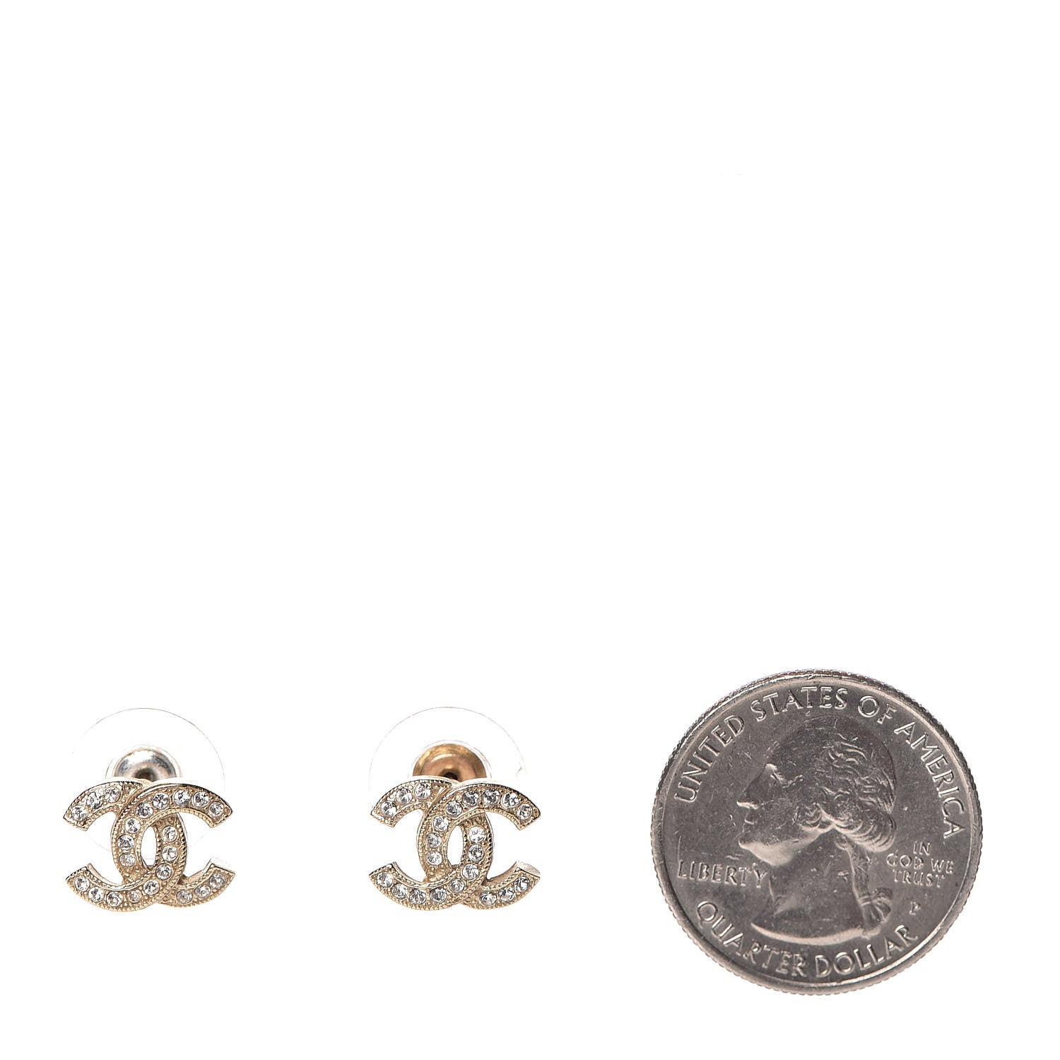 Chanel Crystal CC Earrings Light Gold 2 of 6