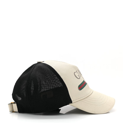 Gucci Grained Calfskin Logo Baseball Hat M 58 White 5 of 11