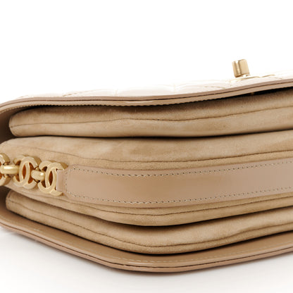 Chanel Shiny Calfskin Quilted Suede Goatskin Mini Messenger Beige 10 of 11