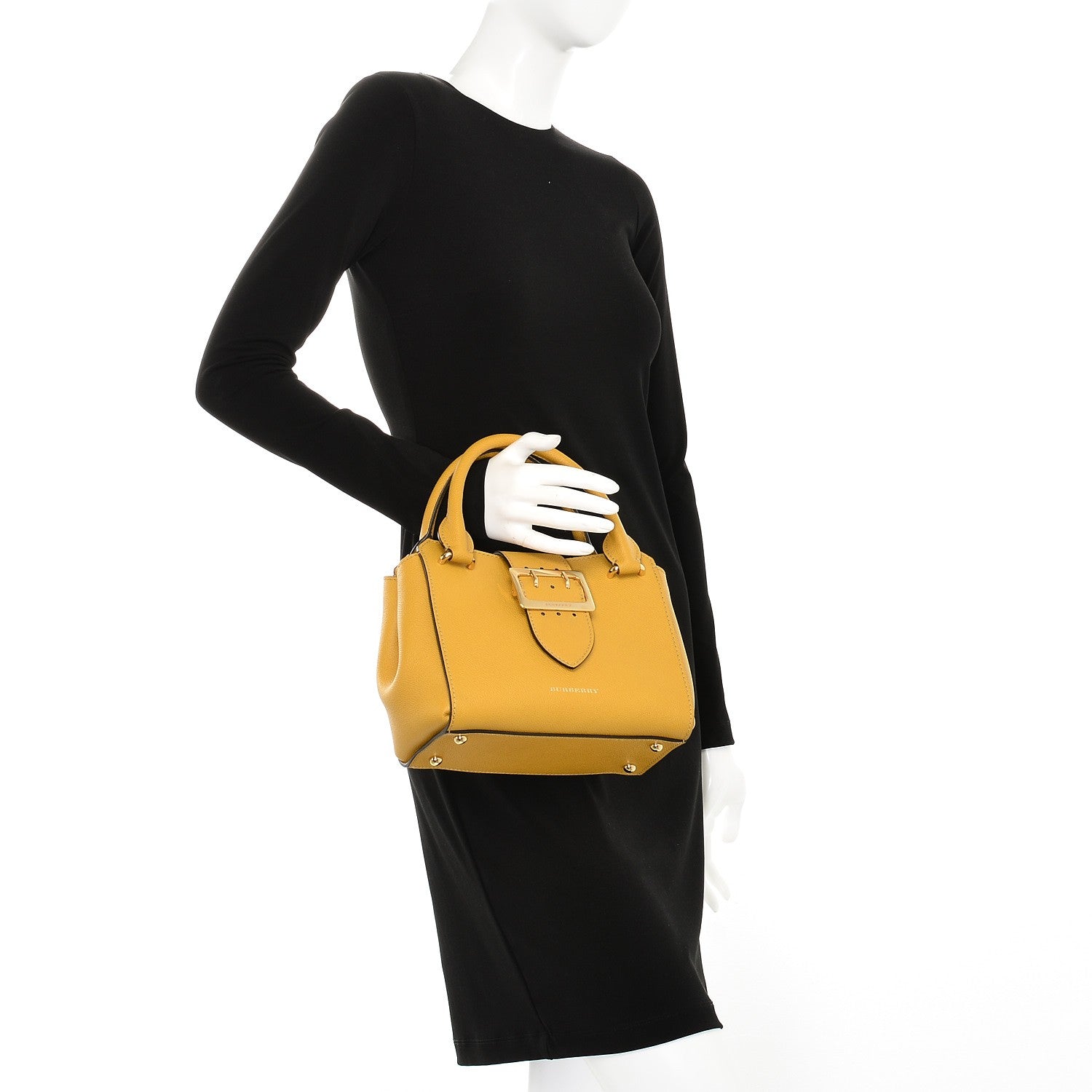 Burberry Soft Grain Calfskin Small Buckle Tote Bright Straw 2 of 10