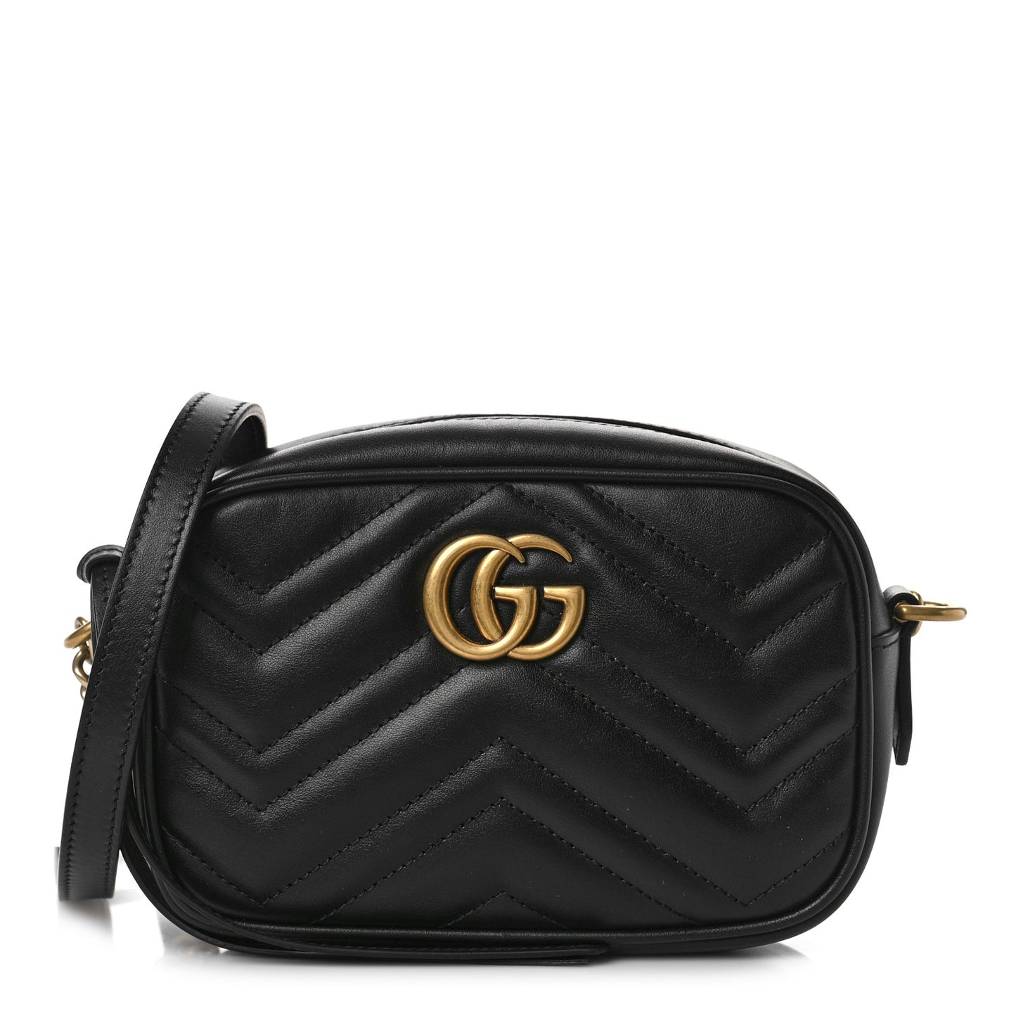 Calfskin Matelasse Mini GG Marmont Chain Shoulder Bag Black