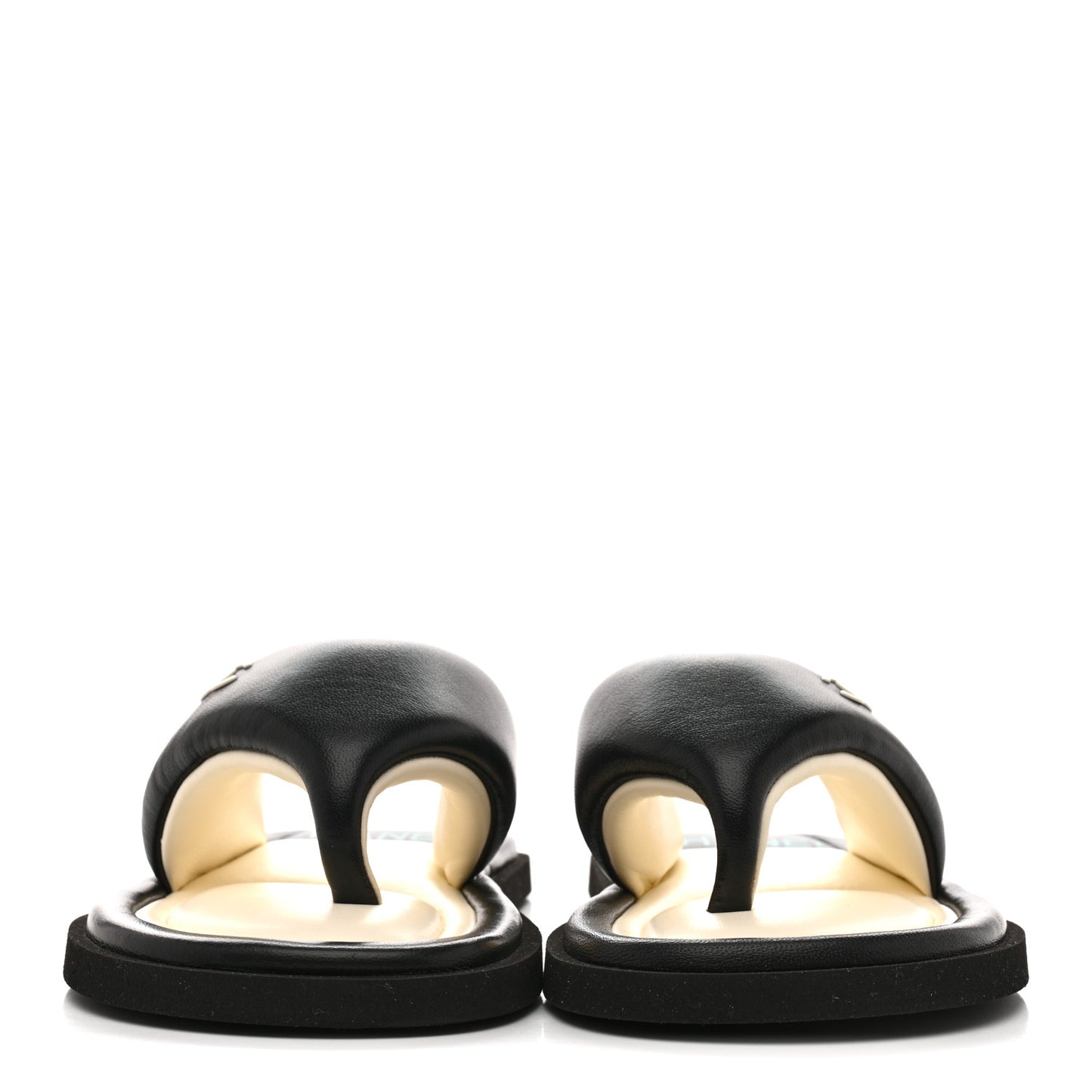 Lambskin Padded Pool Thong Sandals 37 Black