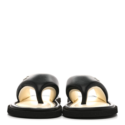 Chanel Lambskin Padded Pool Thong Sandals 37 Black 3 of 9