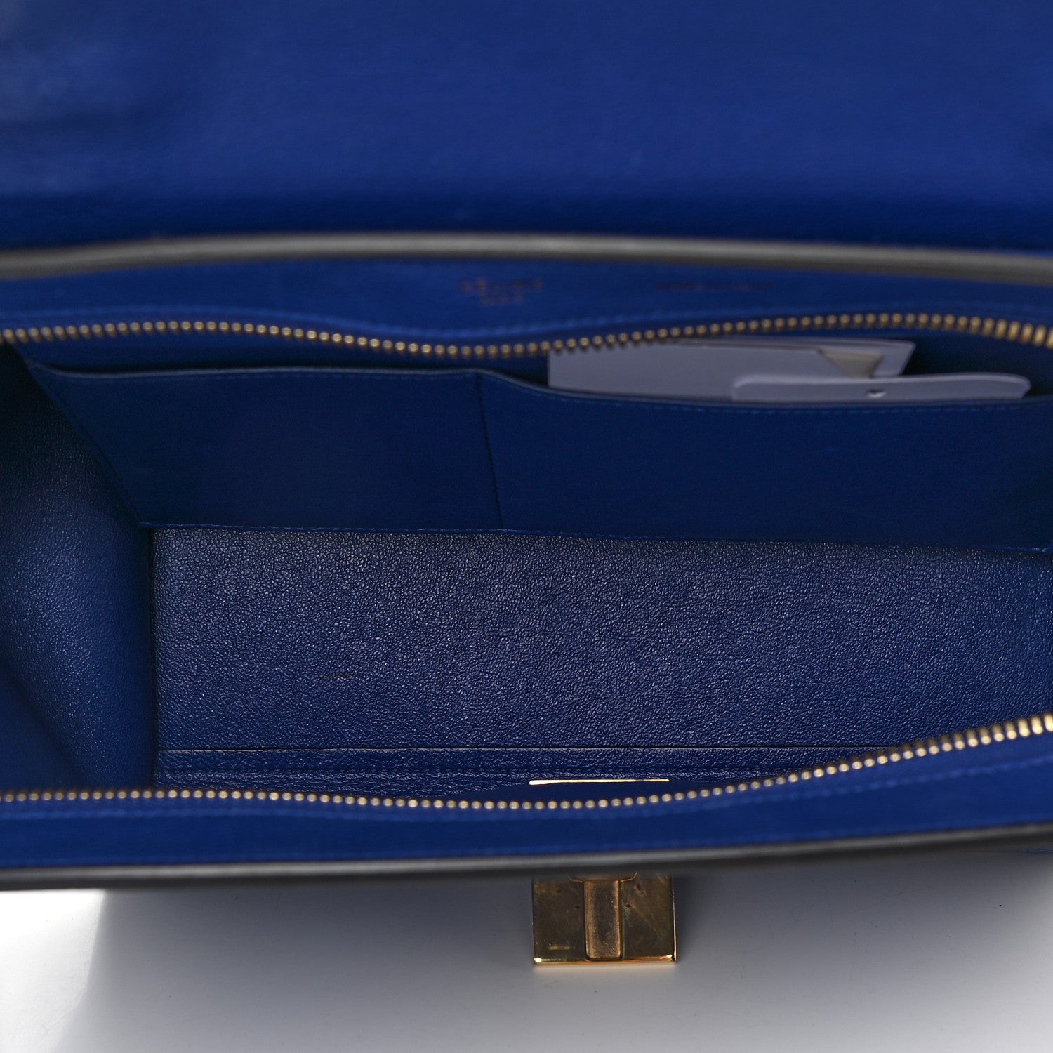 Celine Drummed Calfskin Suede Small Trapeze Indigo 5 of 8