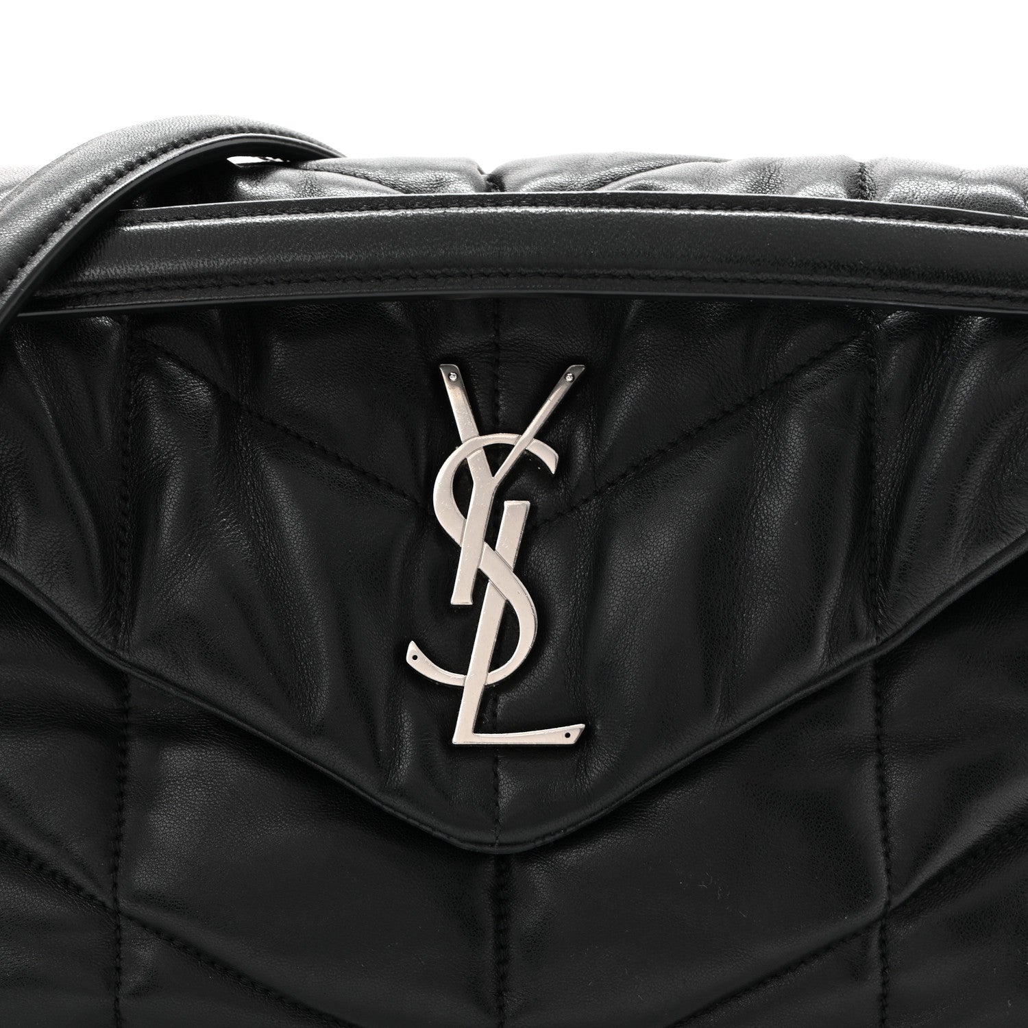 Saint Laurent Lambskin Quilted Small Loulou Puffer Monogram Chain Satchel Black 8 of 10