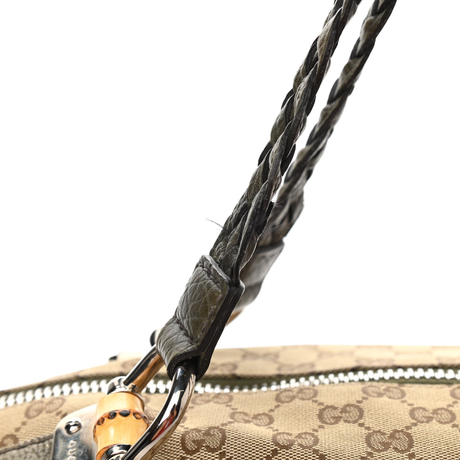 Gucci Monogram Bamboo Bar Medium Tote Olive 10 of 12