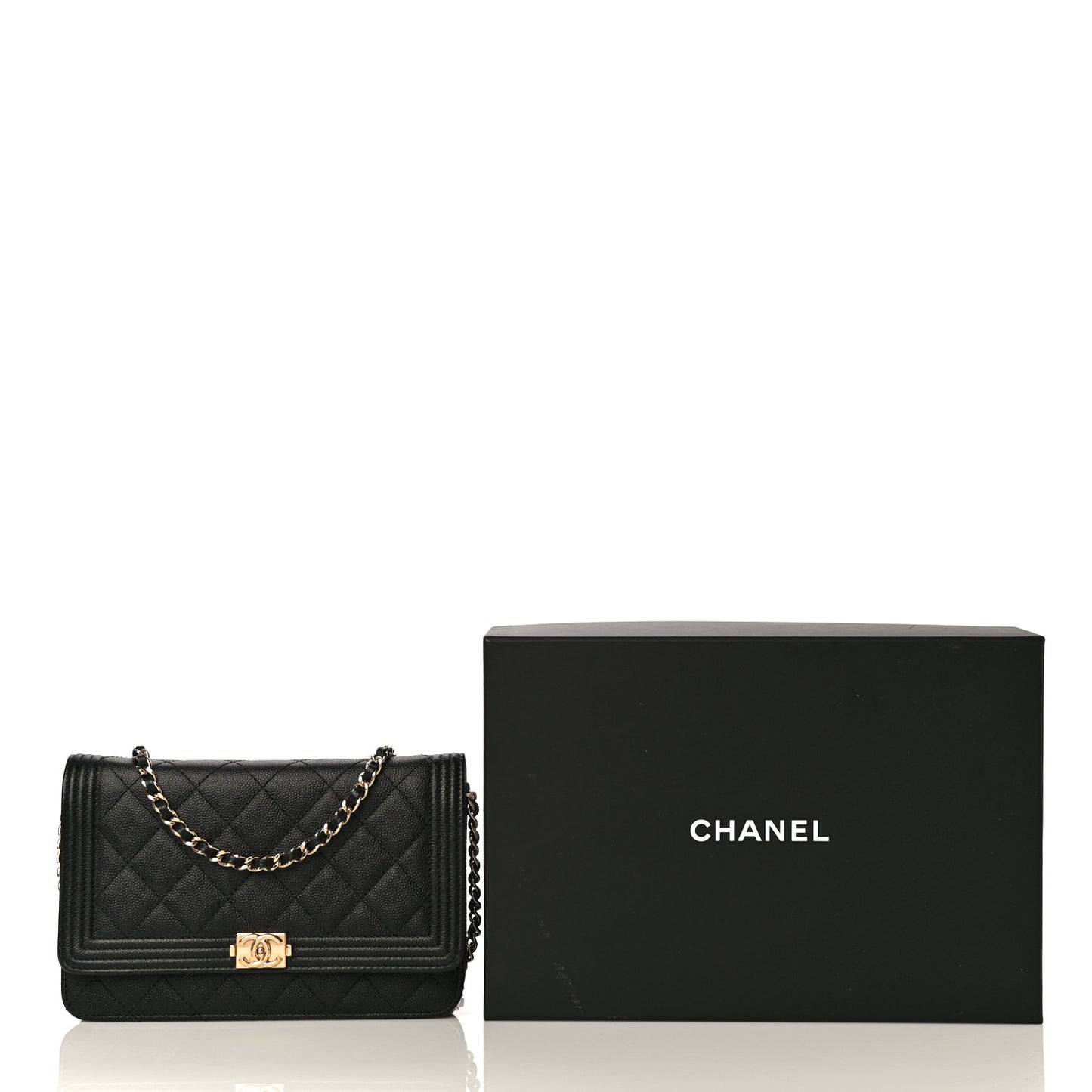 Caviar Quilted Boy Wallet On Chain WOC Black