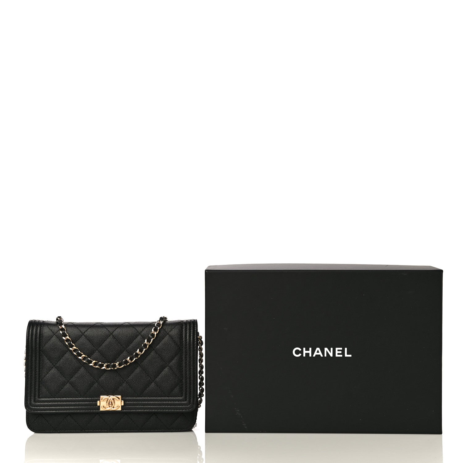 Chanel Caviar Quilted Boy Wallet On Chain WOC Black 11 of 11
