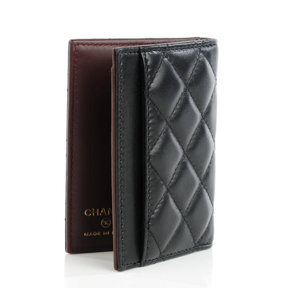Chanel Lambskin Quilted Card Holder Wallet Black 3 of 7