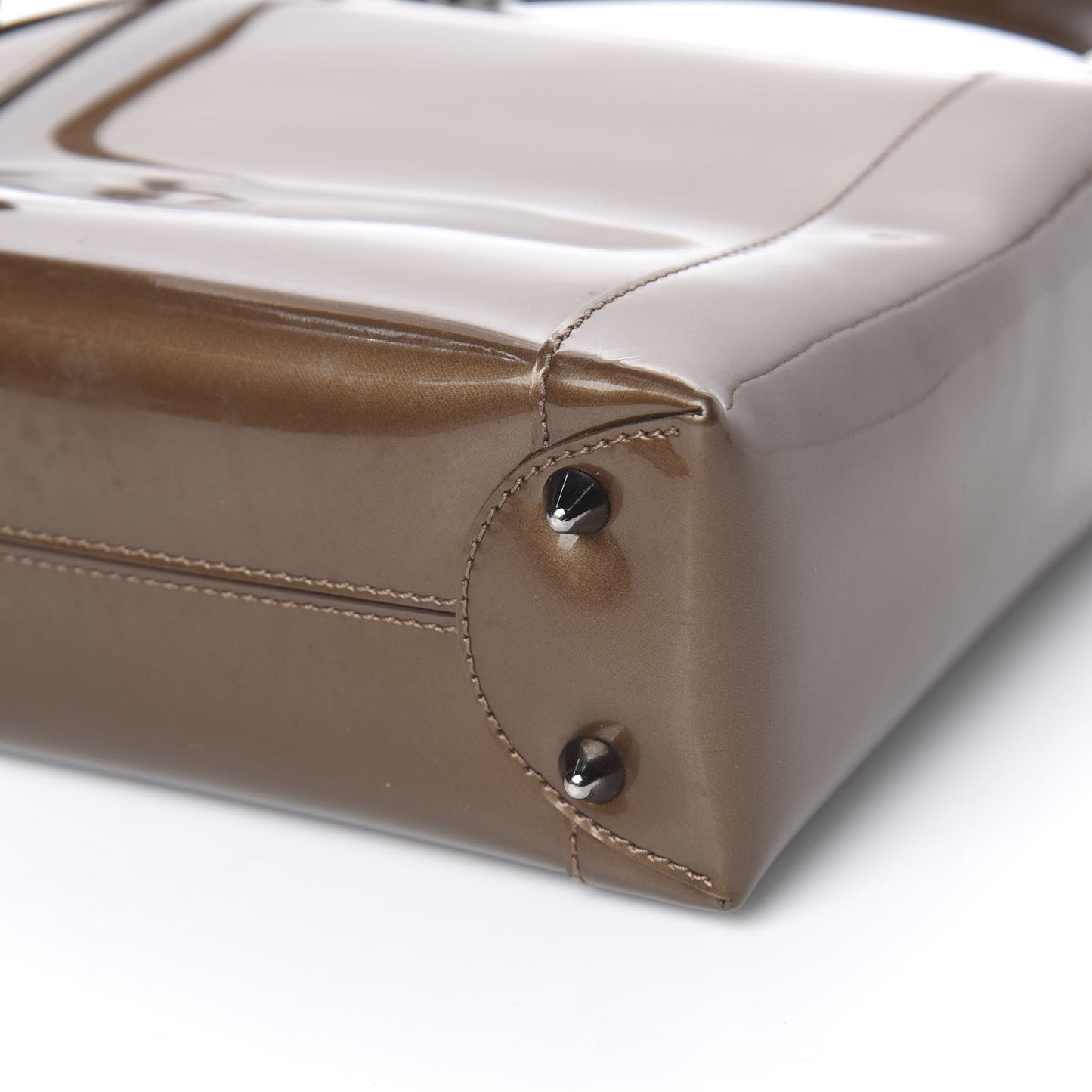 Patent Beaded Malice Tote Brown