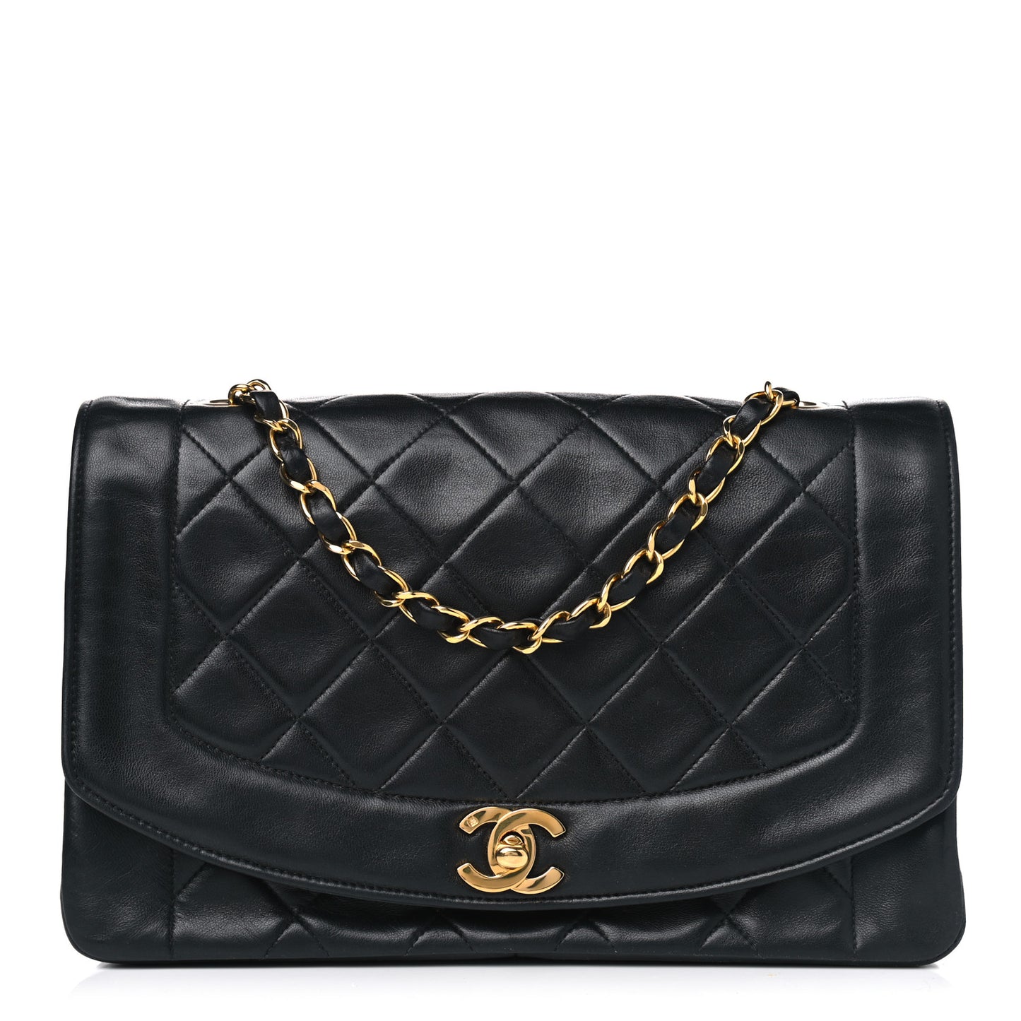 Lambskin Quilted Medium Single Flap Black
