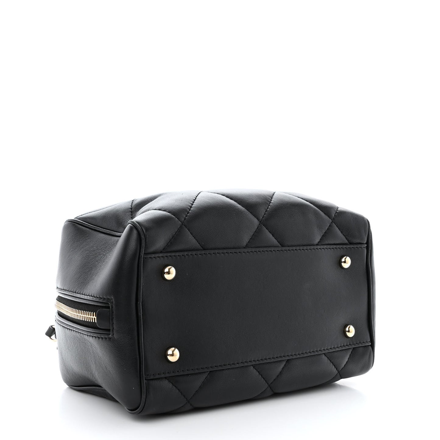 Lambskin Quilted Easy Carry Bowling Bag Black
