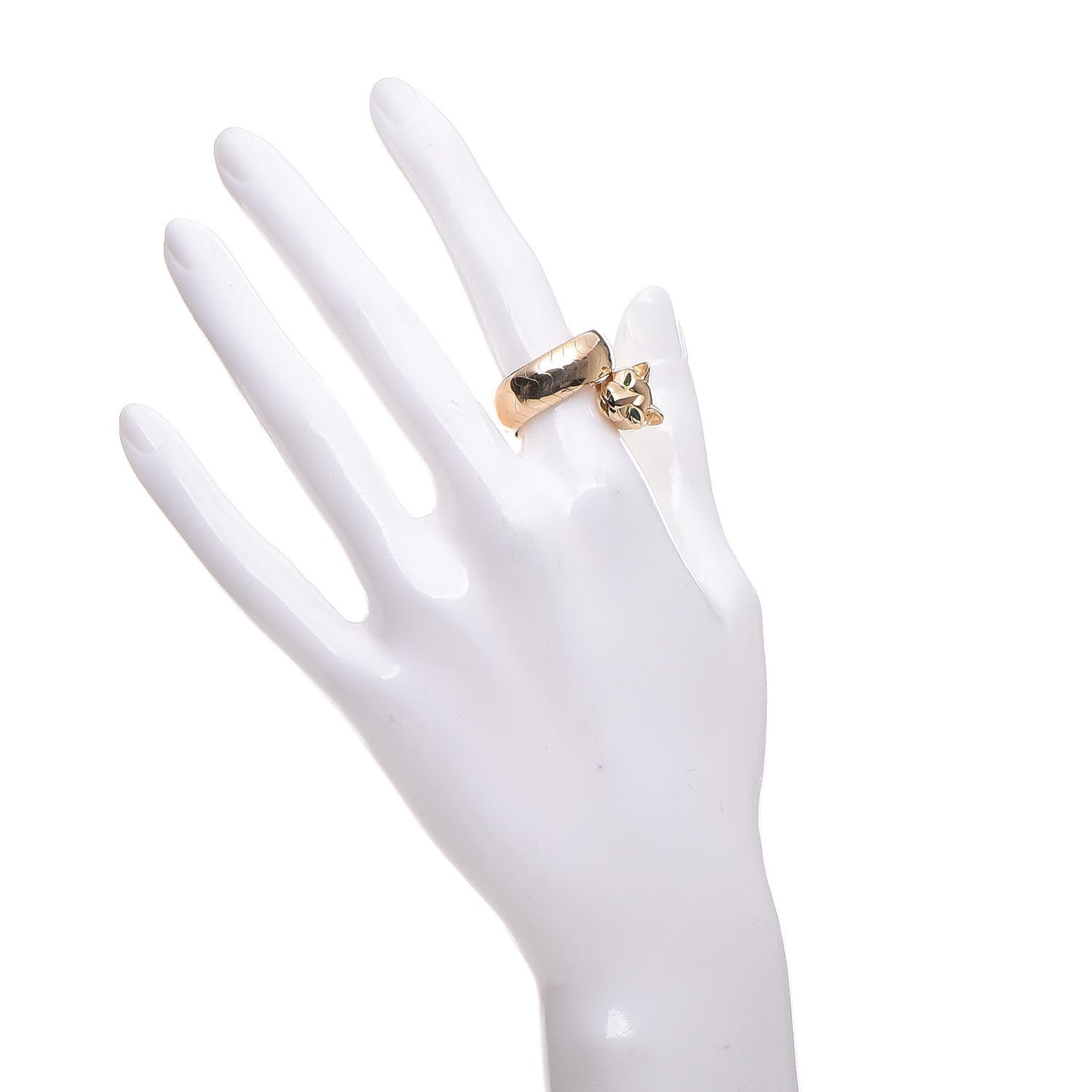 18K Yellow Gold Tsavorite Onyx Panthère De Bypass Ring 54 6.75