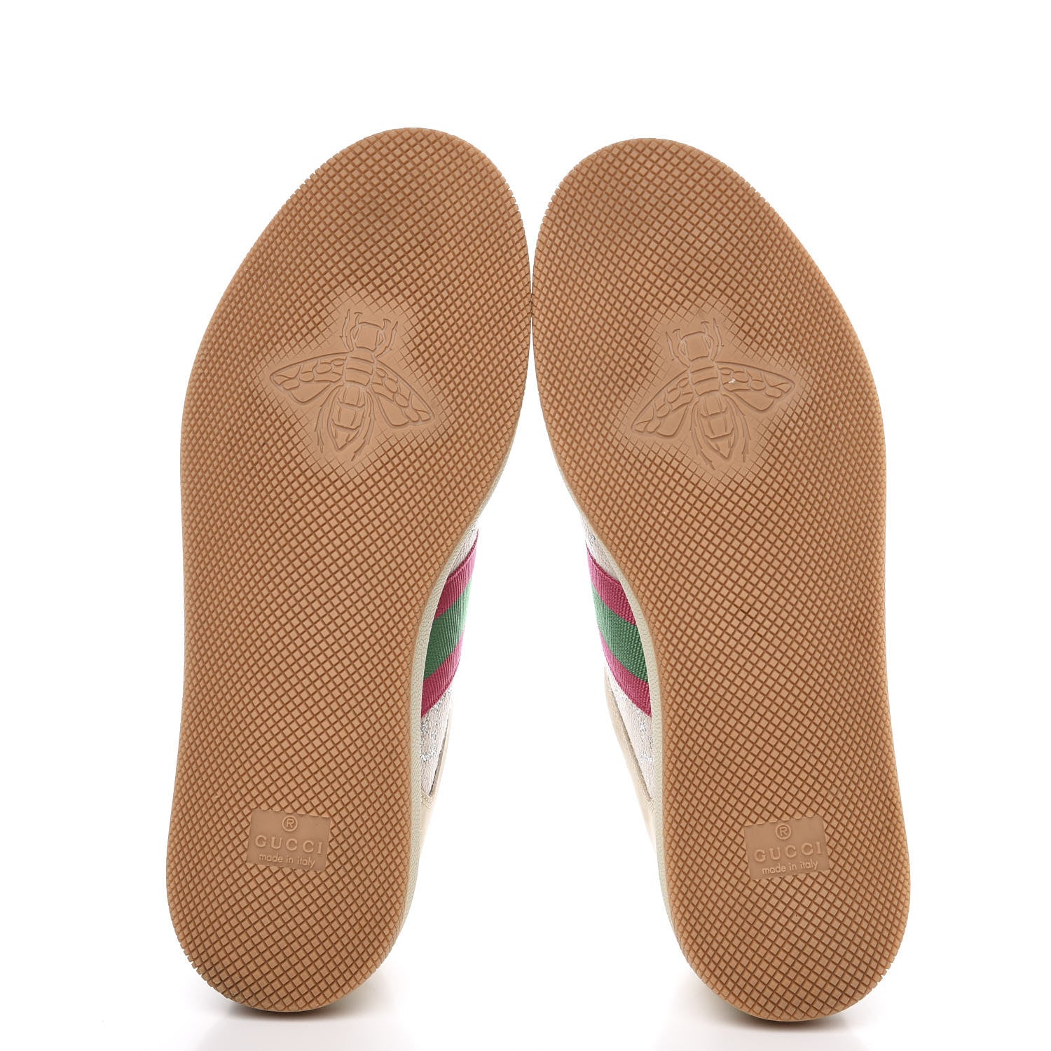 Gucci Lame GG Monogram Nubuck Web Screener Sneakers 39 Gardenia Silver Dusty Milk White 5 of 8