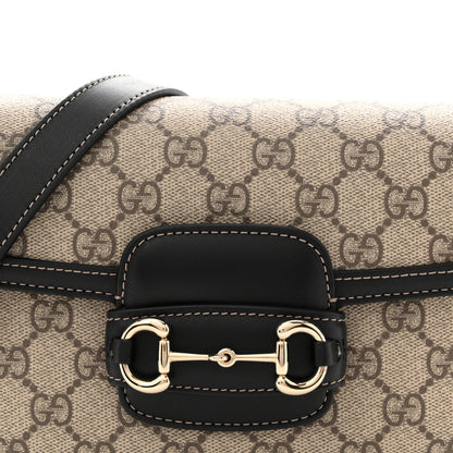 Gucci GG Supreme Monogram Horsebit 1955 Soft Small Shoulder Bag Beige Black 8 of 10