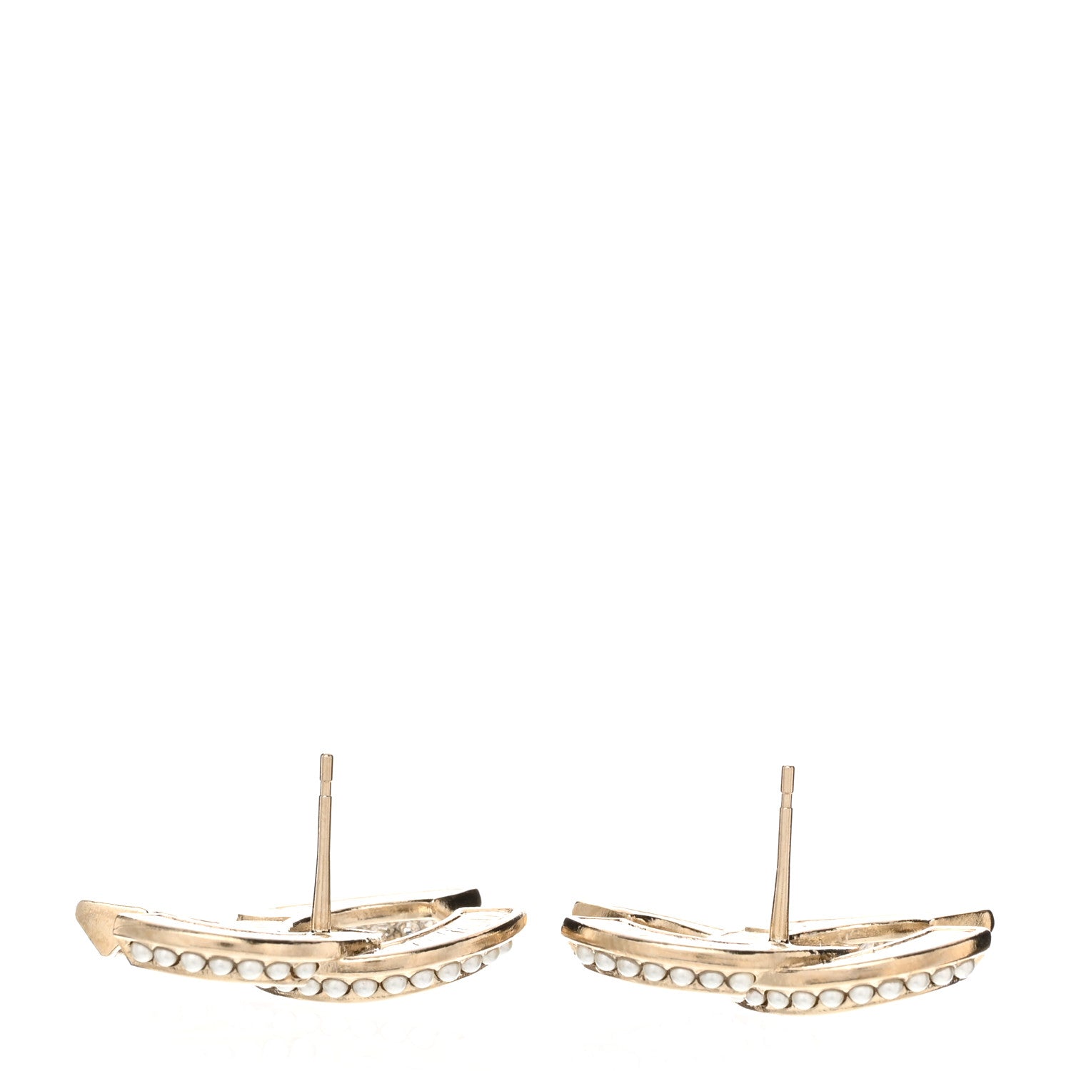 Chanel Crystal Pearl Chain Mania CC Earrings Gold 3 of 5