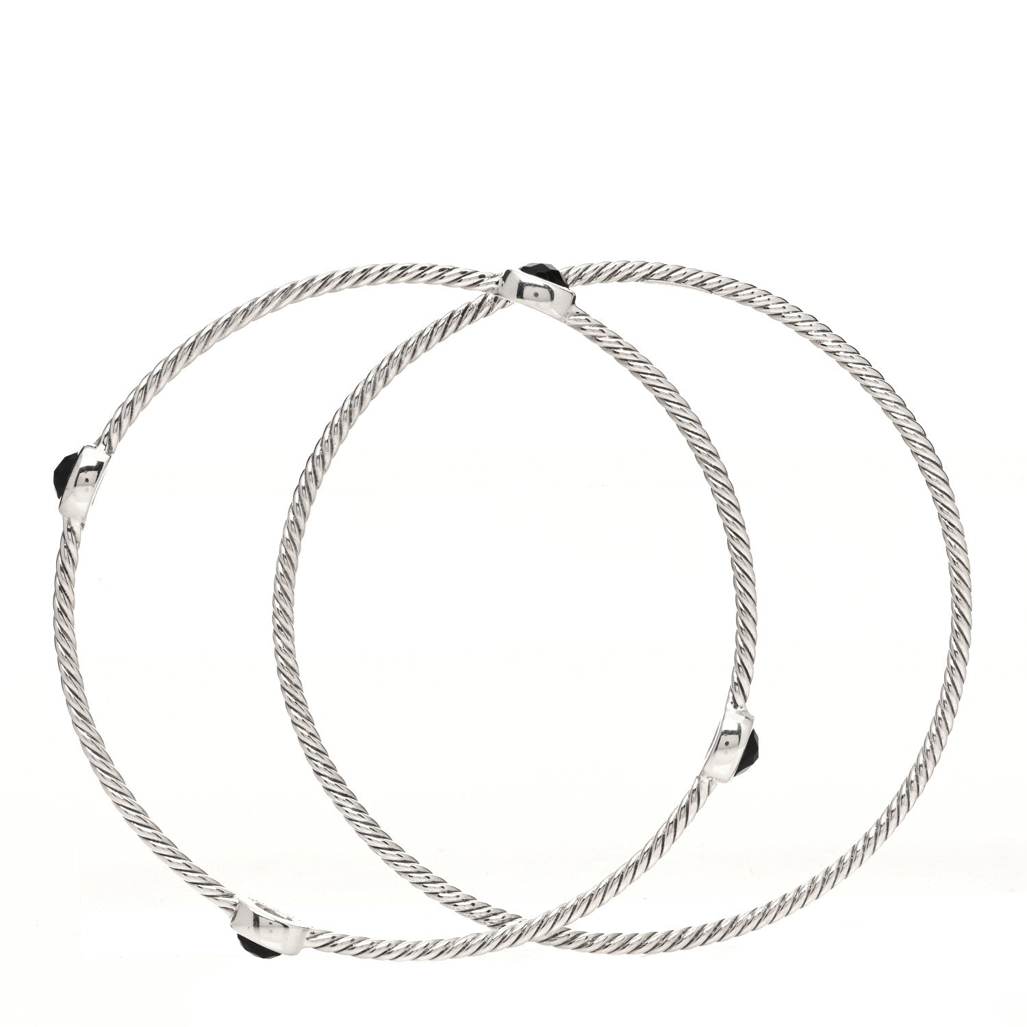 David Yurman Sterling Silver Black Onyx Color Classics Bangle Bracelet Set of 2 3 of 4