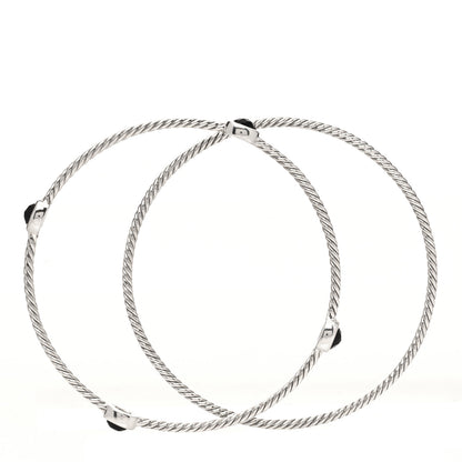 David Yurman Sterling Silver Black Onyx Color Classics Bangle Bracelet Set of 2 3 of 4