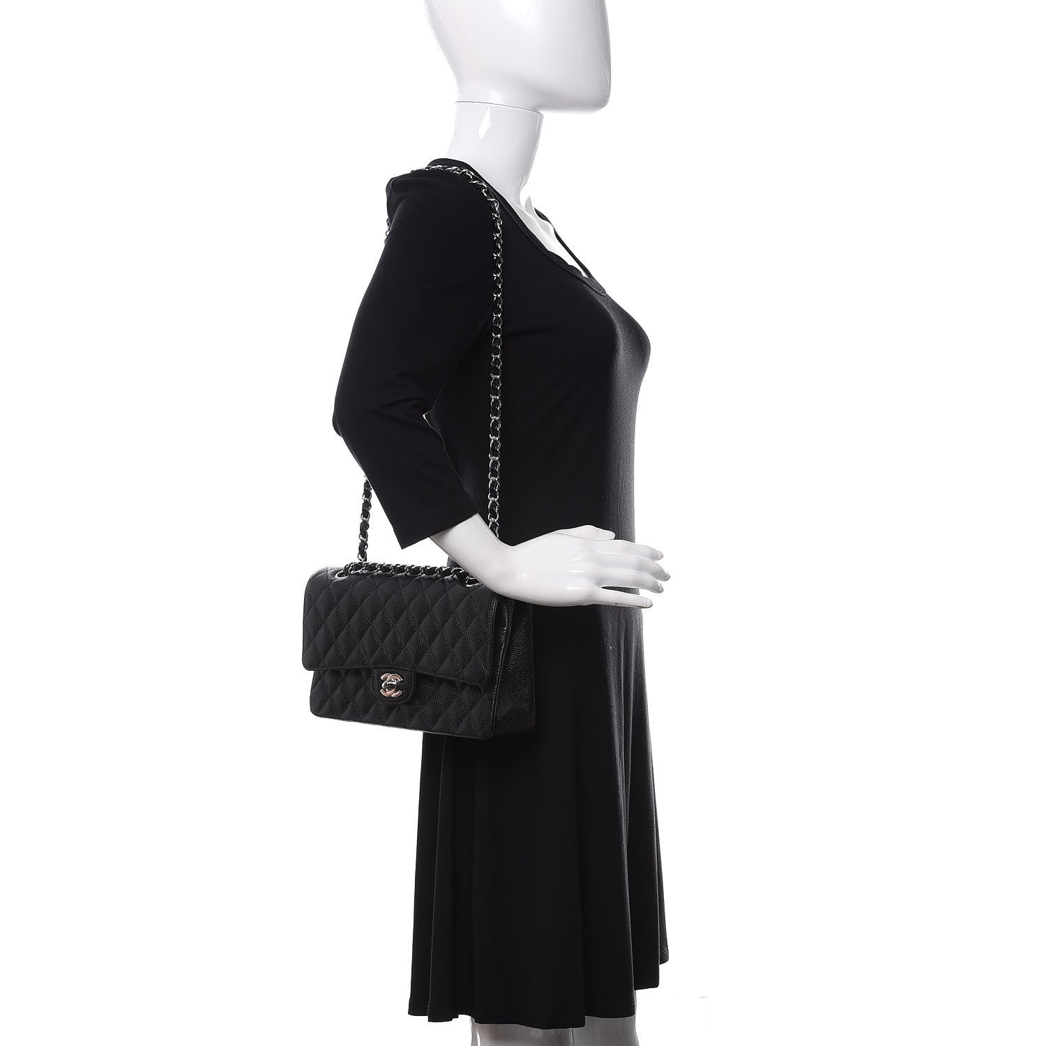 Chanel Caviar Quilted Medium Double Flap Black 2 of 11
